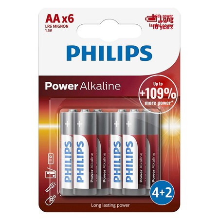 Baterie power alkaline lr6 aa blister 6 buc philips                                                                                                                                                                                                       