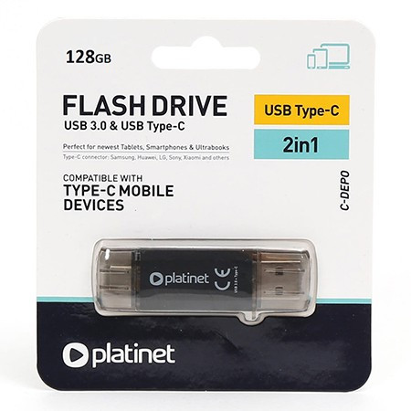 Flash drive usb 3.0 si type c 128gb c-depo platinet                                                                                                                                                                                                       