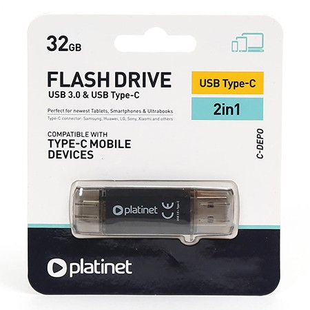 Flash drive usb 3.0 si type c 32gb c-depo platinet                                                                                                                                                                                                        