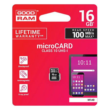 Micro sd card 16gb class 10 goodram                                                                                                                                                                                                                       
