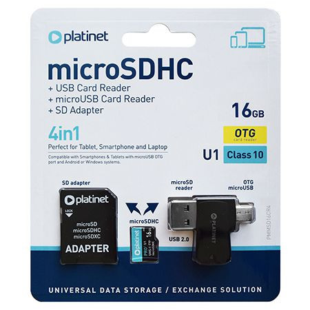 Micro sd card 16gb otg/card reader/adaptor platinet                                                                                                                                                                                                       