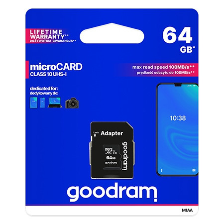 Micro sd card 64gb cls 4 goodram                                                                                                                                                                                                                          