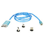 CABLU 1M 3IN1 TIP C/IPHONE/MICRO USB ILUMINAT LED ALBASTRU                                                                                                                                                                                                